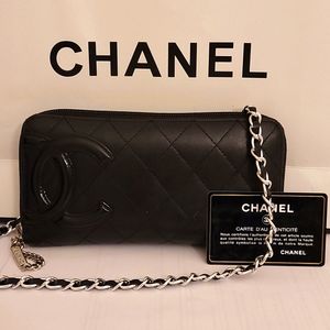 Chanel Cambon Crossbody Zip Wallet Clutch Purse WOC